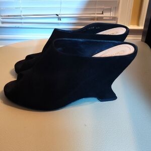 Christian Dior Black Suede Mules Wedge heel Size 10/41